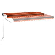 Greatstore Ručně zatahovací markýza s LED světlem 400x350 cm oranžovohnědá