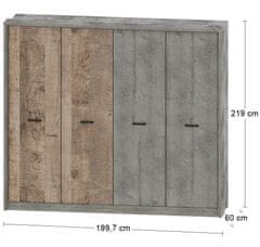 nabbi Čtyřdveřová šatní skříň Bova W-4D - pískový dub / woodcon