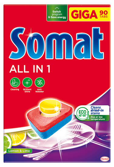 Somat All-in-1 tablety do myčky Lemon & Lime 90 ks