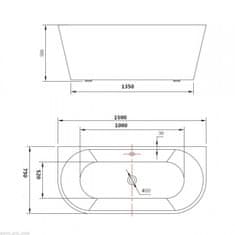 Mexen OVAL vana volně stojící 150x75x58 52671507500 - MEXEN