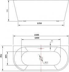 Mexen OVAL vana volně stojící 150x75x58 52671507500 - MEXEN