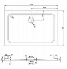 Mexen Mexen slim obdélníková sprchová vanička 110 x 70 cm, bílá - 40107011 - MEXEN