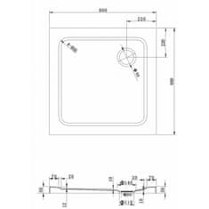 Mexen Mexen slim čtvercová sprchová vanička 90x90 cm, bílá - 40109090 - MEXEN