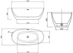 Mexen ERIS vana volně stojící 170x85x58 bílá, 53441708500 - MEXEN