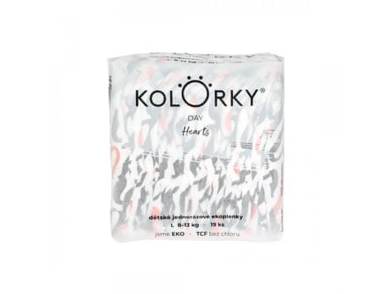 KOLORKY KOLORKY DAY - srdce - L (8-13 kg) - 19 ks - jednorázové eko plenky