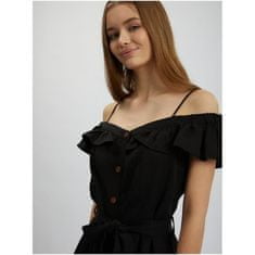 Orsay Černé dámské šaty s příměsí lnu ORSAY_410234-660000 34