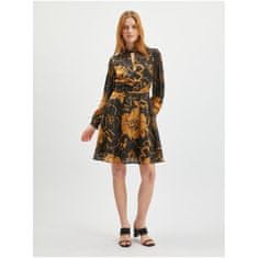 Orsay Hnědo-černé dámské květované saténové šaty ORSAY_471695-660000 38