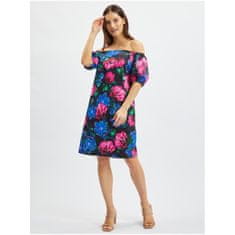 Orsay Růžovo-černé dámské květované šaty ORSAY_422177-660000 38
