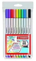 Fixa STABILO Pen 68 brush sada 10 ks v pouzdru PVC