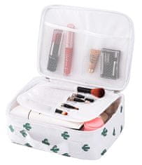 INNA Toaletní taška Make Up Bag Make Up Case Cestovní taška Beauty Case s rukojetí a kapsou Zrcadlo Kosmetické pouzdro v bílém kaktusu KOSBARBADOS-5