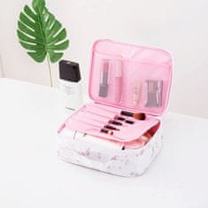 INNA Toaletní taška Make Up Bag Make Up Case Cestovní taška Beauty Case s rukojetí a kapsou Zrcadlo Kosmetické pouzdro v bílém plameňáka KOSBARBADOS-7