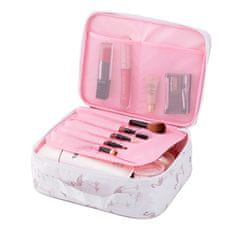 INNA Toaletní taška Make Up Bag Make Up Case Cestovní taška Beauty Case s rukojetí a kapsou Zrcadlo Kosmetické pouzdro v bílém plameňáka KOSBARBADOS-7