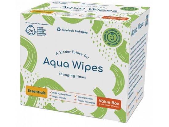 Aqua Wipes 100% rozložitelné ubrousky, 99% vody, 12 x 56 ks