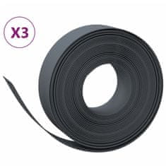 Vidaxl Travní lemy 3 ks šedé 10 m 15 cm polyethylen