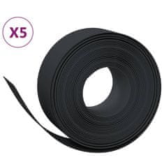 Vidaxl Travní lemy 5 ks černé 10 m 20 cm polyethylen