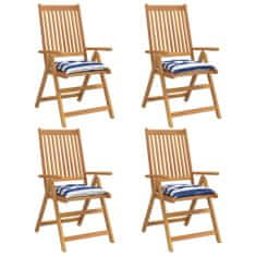 Vidaxl Podušky na židli 4 ks modré a bílé pruhy 50 x 50 x 7 cm textil