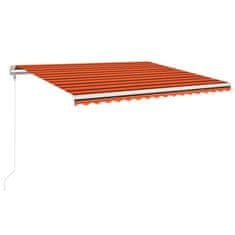 Greatstore Automatická zatahovací markýza 400 x 350 cm oranžovo-hnědá