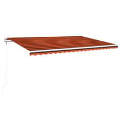 Greatstore Automatická markýza LED a senzor větru 500x350 cm oranžovohnědá