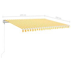 Vidaxl Automatická markýza LED a senzor větru 450x350 cm žlutobílá