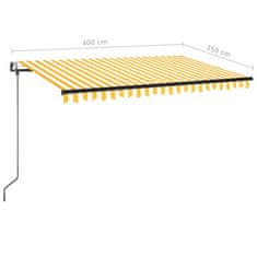 Vidaxl Automatická markýza LED a senzor větru 400x350 cm žlutobílá