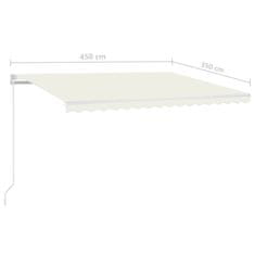 Vidaxl Ručně zatahovací markýza s LED světlem 450 x 350 cm krémová