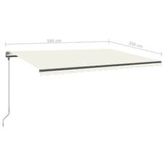 Vidaxl Ručně zatahovací markýza s LED světlem 500 x 350 cm krémová