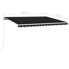 Vidaxl Ručně zatahovací markýza s LED světlem 450 x 350 cm antracitová