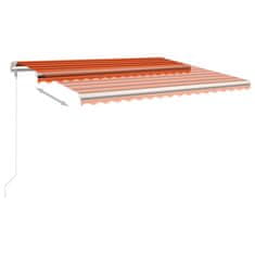 Greatstore Automatická zatahovací markýza 400 x 350 cm oranžovo-hnědá