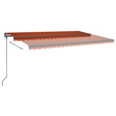 Greatstore Ručně zatahovací markýza s LED světlem 5 x 3 m oranžovo-hnědá