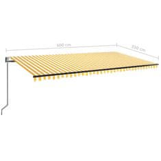 Vidaxl Automatická zatahovací markýza 600 x 350 cm žlutobílá