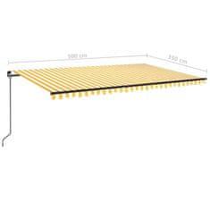 Vidaxl Ručně zatahovací markýza s LED světlem 500 x 350 cm žlutobílá