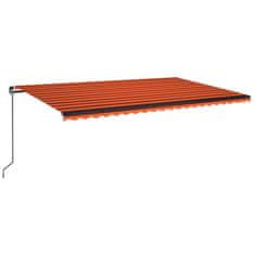 Greatstore Ručně zatahovací markýza s LED světlem 500x350 cm oranžovohnědá