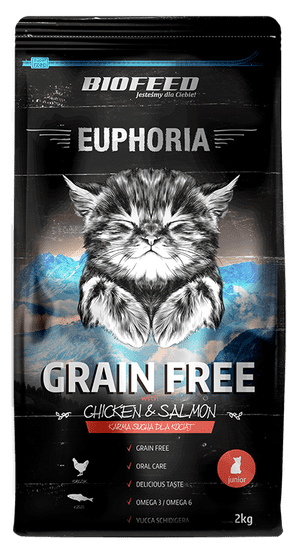 BIOFEED Euphoria Junior Cat Grain Free Pro Koťata S Kuřecím Masem A Lososem 2kg