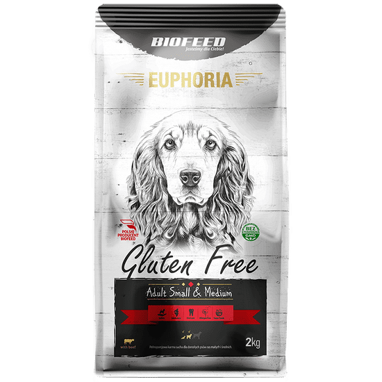 BIOFEED Euphoria Gluten Free Small & Medium Pro Psy Malých A Středních Plemen S Hovězím Masem 2kg