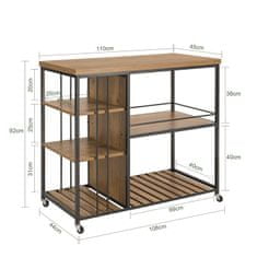 SoBuy SoBuy SVW18-F Servírovací vozík s 5 policemi Boční vozík Kuchyňský vozík 110x92x45cm