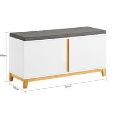 SoBuy SoBuy FSR117-W Lavice na boty se sedákem Lavice s úložným prostorem Lavice do předsíně Botník Botník s lavicí 90x46x34cm