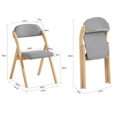 SoBuy SoBuy FST92-N Skládací židle Kuchyňská židle s čalouněným sedákem a opěradlem Šedá 47x79x57cm