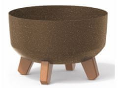 NOHEL GARDEN Žardinka GRACIA LOW ECO WOOD samozavlažovací plast d38x21cm Barva: Tmavě hnědá, Výška: 18 cm, Průměr květináče: 29 cm