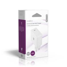 Nedis WCGPD100W100WT 100 W GaN rychlý USB nabíjecí adaptér 3 A / 5 A / 1x USB-C / bílá