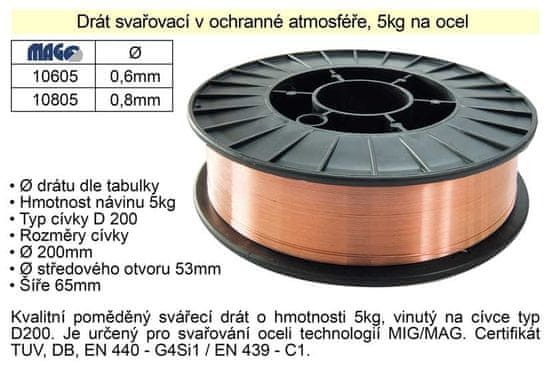 MAGG Drát svařovací v ochranné atmosféře 0,6mm/5kg na oc