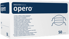 MERCATOR MEDICAL OPERO Chirurgická ústenka z netkané textilie se šňůrkami, třívrstvá (modrá, bílá,zelená) 100ks Barva: Bílá