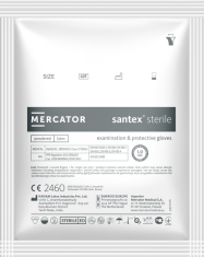 MERCATOR MEDICAL Sterilní vyšetřovací latexové rukavice Mercator SANTEX Sterile, 1 pár Velikost: S