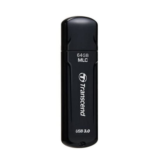 Transcend 64GB JetFlash 750, USB 3.0 flash disk, MLC, LED indikace, černý