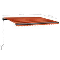 Vidaxl Ručně zatahovací markýza s LED světlem 400x300 cm oranžovohnědá