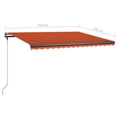 Vidaxl Ručně zatahovací markýza s LED světlem 450x300 cm oranžovohnědá