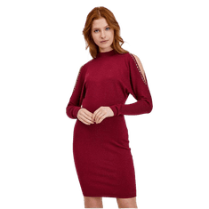 Orsay Vínové dámské svetrové šaty s průstřihy ORSAY_530384-403000 XS