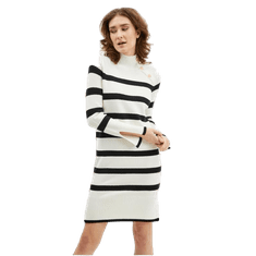 Orsay Černo-krémové dámské pruhované svetrové šaty ORSAY_530395-001000 L