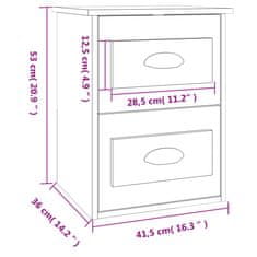 Vidaxl Nástěnný noční stolek šedý sonoma 41,5 x 36 x 53 cm
