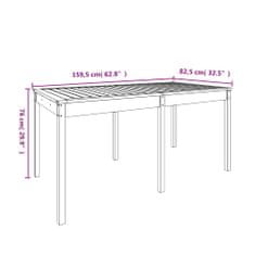 Petromila Zahradní stůl bílý 159,5 x 82,5 x 76 cm masivní borové dřevo