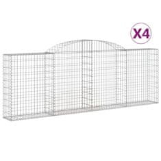 Vidaxl Klenuté gabionové koše 4 ks 300x30x100/120cm pozinkované železo